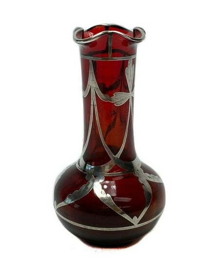 American Silver Cranberry Red Vase