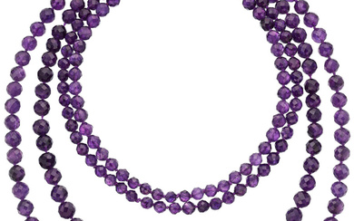 Amethyst Necklaces Stones: Faceted amethyst beads Gross Weight: 234.10...