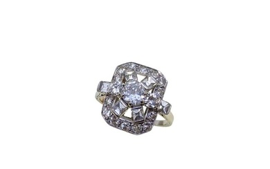 An Art Deco diamond panel ring