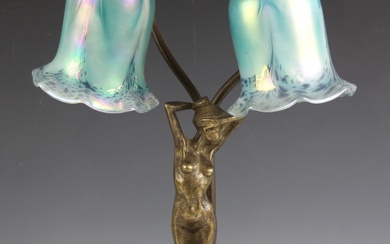 An Art Nouveau style cast brass table lamp, 20th century, mo...