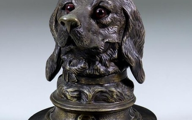 An Austrian Bronze Inkwell, Late 19th Century, modelled as...