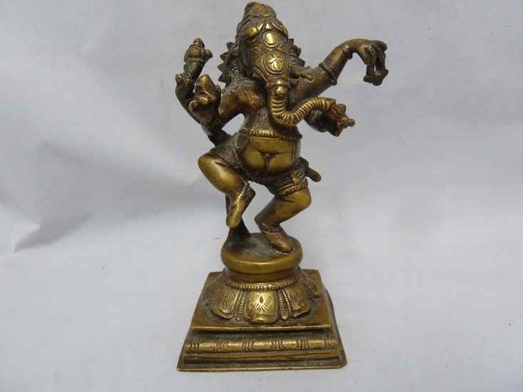 An Indian bronze figure of Ganesh as an elephant god, modell...