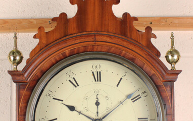 An early 19th century Scottish mahogany longcase clock with eight day movement striking on a bell, t