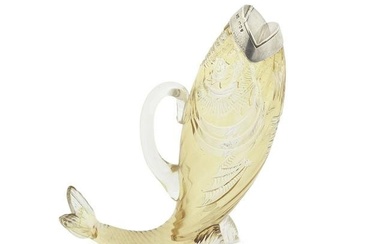 An unusual silver mounted cut-glass 'fish' spirit jug Frederick Edmonds, London 1893, incuse sta...