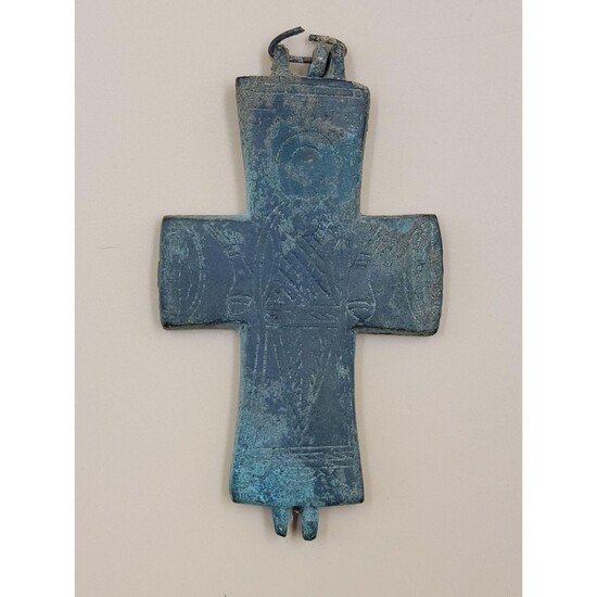 Ancient Byzantine Bronze Reliquary Cross 6-8th C
