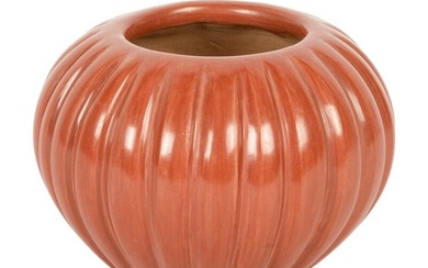 Angela Baca (Santa Clara, 1927-2014) Redware Pottery Melon Jar