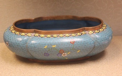 Antique Chinese Cloisonne Oval Bowl
