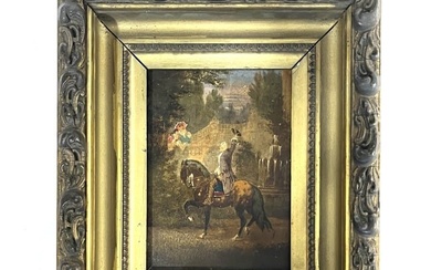 Antique European Courtship Scene Painting