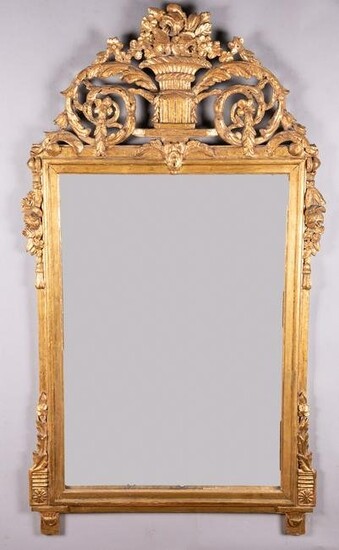 Antique French Gilt Wood Wall Mirror 48 x 27 inches