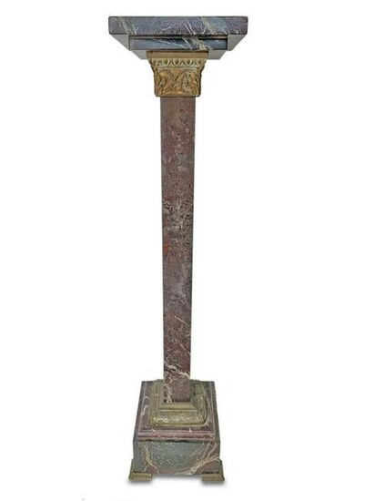 Antique French bronze & marble pedestal