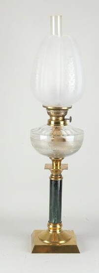 Antique standing kerosene lamp, H 69 cm.