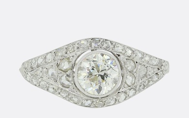 Art Deco 1.10 Carat Diamond Cluster Ring