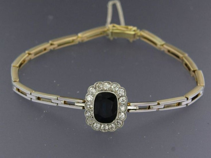 Art Deco style bracelet with sapphire and diamonds