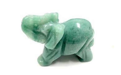 Asian Hand Carved Green Jade Elephant Figure