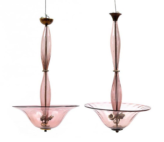 BAROVIER & TOSO - MURANO - Two pendant lamps in