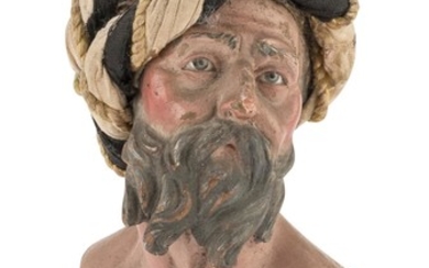 BUST OF ONE OF THE THREE KINGS IN EARTHENWARE - NAPLES END 18TH CENTURY