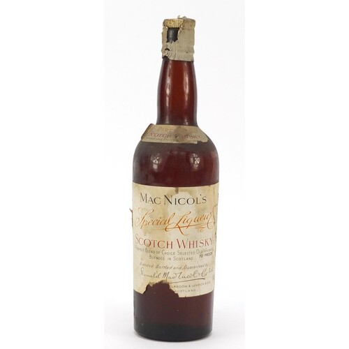 Bottle of Mac Nicol's Special Liqueur Scotch Whiskey