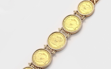 Bracelet avec pièces commémoratives-"Les années royales 1883-1880-1910, Trois empereurs-année 1888 Prusse". Collier à maillons en...