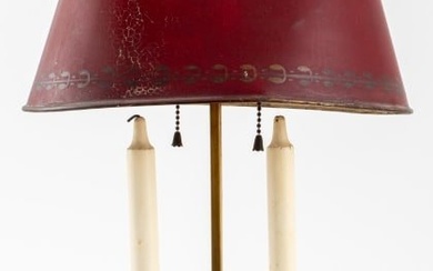 Brass Two Light Column Bouillotte Lamp