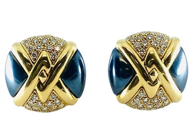 Bulgari Diamond Hematite 18K Gold Earrings