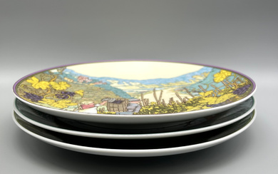 CERAMIC CALENDAR: 3X UNICEF COLLECTOR'S PLATES BY HEINRICH + VILLEROY AND BOCH - THE SEASONS FOR GERMAN CANCER AID.