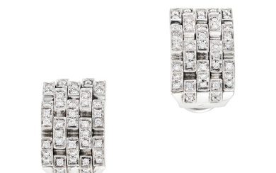 CHIMENTO, A PAIR OF DIAMOND EARRINGS each in woven design set throughout with round brilliant cut...