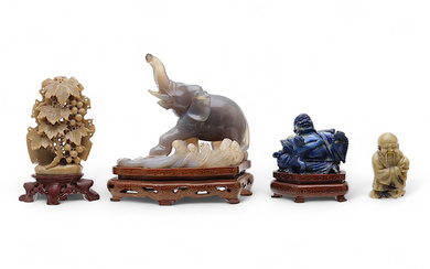 CHINESE SCHOOL, 20TH CENTURY. Buddha, holy man, cluster and elephant.