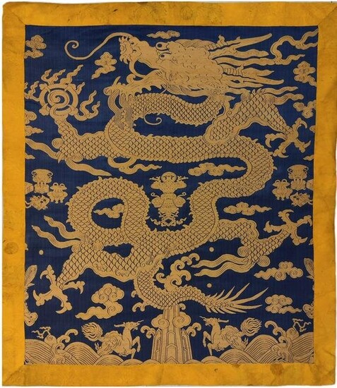Qing Cloud Brocade Dragon Silk Panel