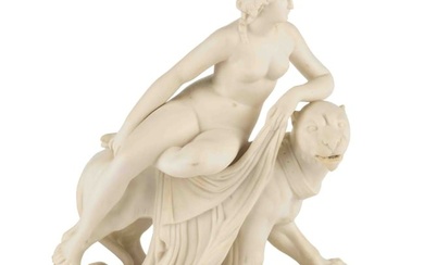 CONTINENTAL PARIAN FIGURAL GROUP OF ARIADNE AND PANTHER