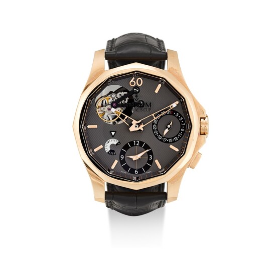 CORUM | ADMIRAL'S CUP SEAFENDER 47 TOURBILLON GMT A LIMITED EDITION PINK GOLD TOURBILLON DUAL TIME ZONE WRISTWATCH WITH DAY AND NIGHT INDICATION AND DATE, CIRCA 2010