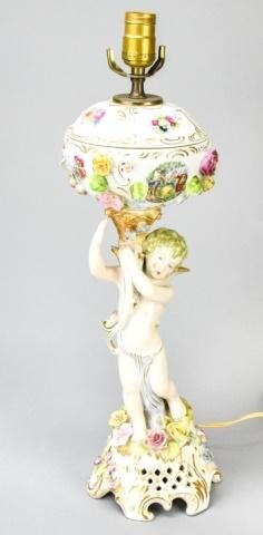 Capodimonte Porcelain Figural Putti Lamp
