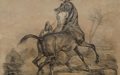 Carle Vernet, French 1758-1836- Cheval arabe; lithograph,...