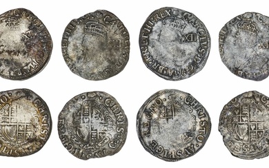 Carolean Shillings (4) | Charles I (1625-1649), Group D, bust 3, Type 3a, Shilling, 1636-1638,...