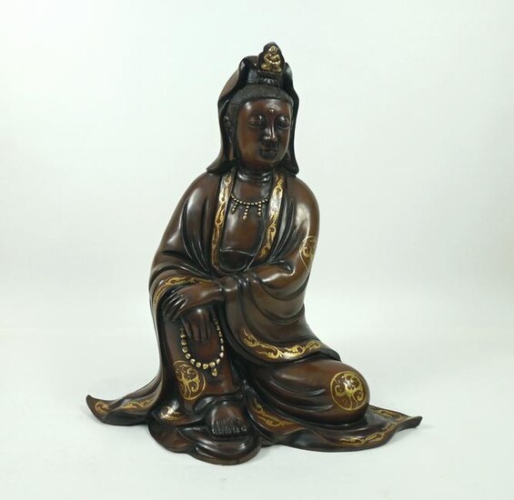 Cast Bronze Bodhisattva Sculpture.