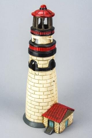 Cast Iron Light House Door Stop w Candle Holder