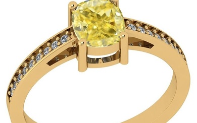 Certified 1.15 Ct GIA Certified Natural Fancy Yellow Diamond And White Diamond 18K Yellow Gold