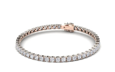 Certified 9.6 ctw diamond tennis bracelet - 14k Rose Gold