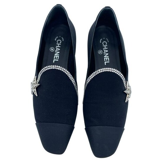 Chanel Black Star Loafers, Size 39