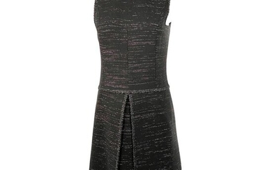 Chanel Black Tweed and Metallic Sleeveless Midi Dress