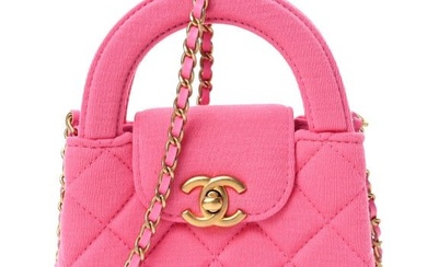 Chanel Jersey Quilted Mini Nano Kelly Shopper Pink