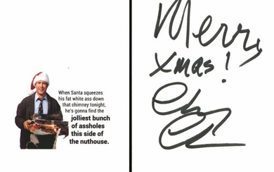 Chevy Chase Christmas Vacation "Merry Xmas!" Signed Greeting Card BAS Witnessed