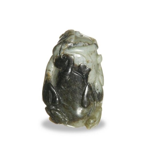Chinese Black and White Jade Toggle, Ming or Earlier
