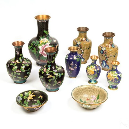 Chinese Cloisonne Enamel Vases & Bowls ESTATE LOT