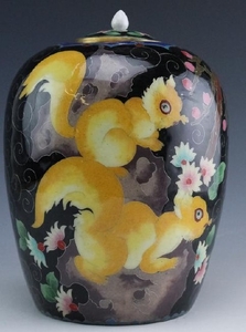 Chinese Export Cloisonne Porcelain Squirrel Jar