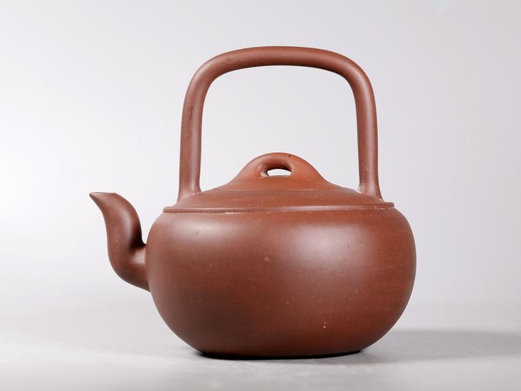 Chinese Yixing Teapot with Fixed Overhead Handle