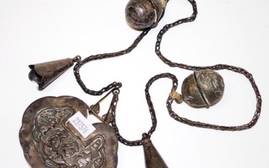 Chinese antique metal lock necklace