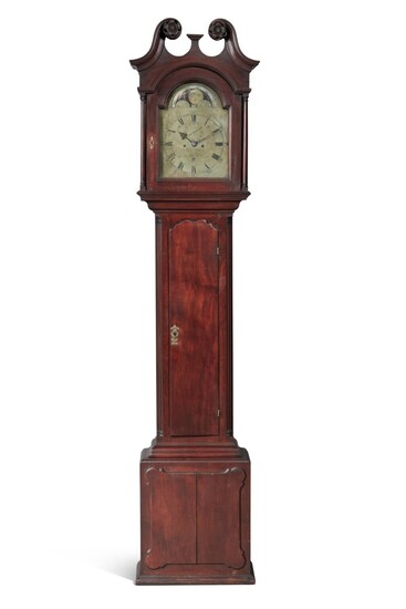 Chippendale Carved Mahogany Tall Case Clock, Works by James Warne, London (1760-1775), Case from Philadelphia, Pennsylvania, Circa 1760