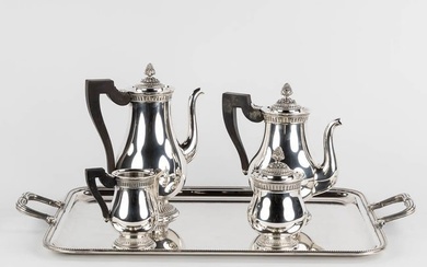 Christofle 'Malmaison' a coffee and tea service. (L:42 x W:66 cm)
