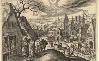 Collaert, Adriaen (±1560-1618). The Virgin and Joseph at the inn...
