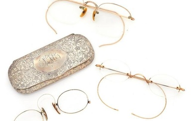 Collection of Antique 10k, Silver Gilt Eyeglasses